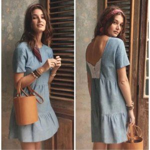 Sézane chambray mini dress with lace back